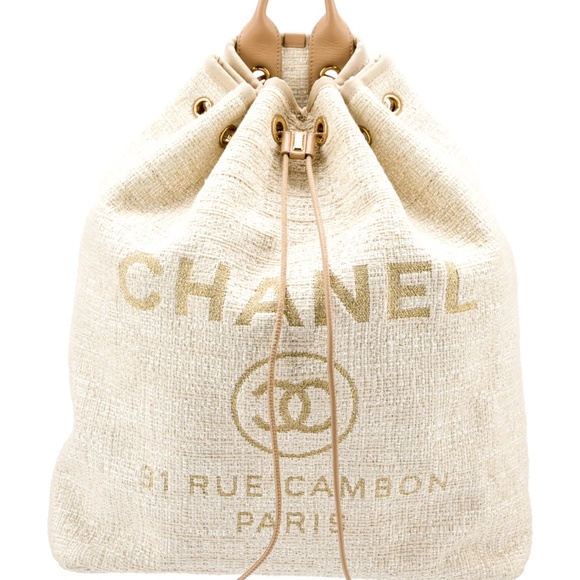 CHANEL Other - Chanel 31 Rue Cambon Paris Large Deauville Backpack in Ivory Gold